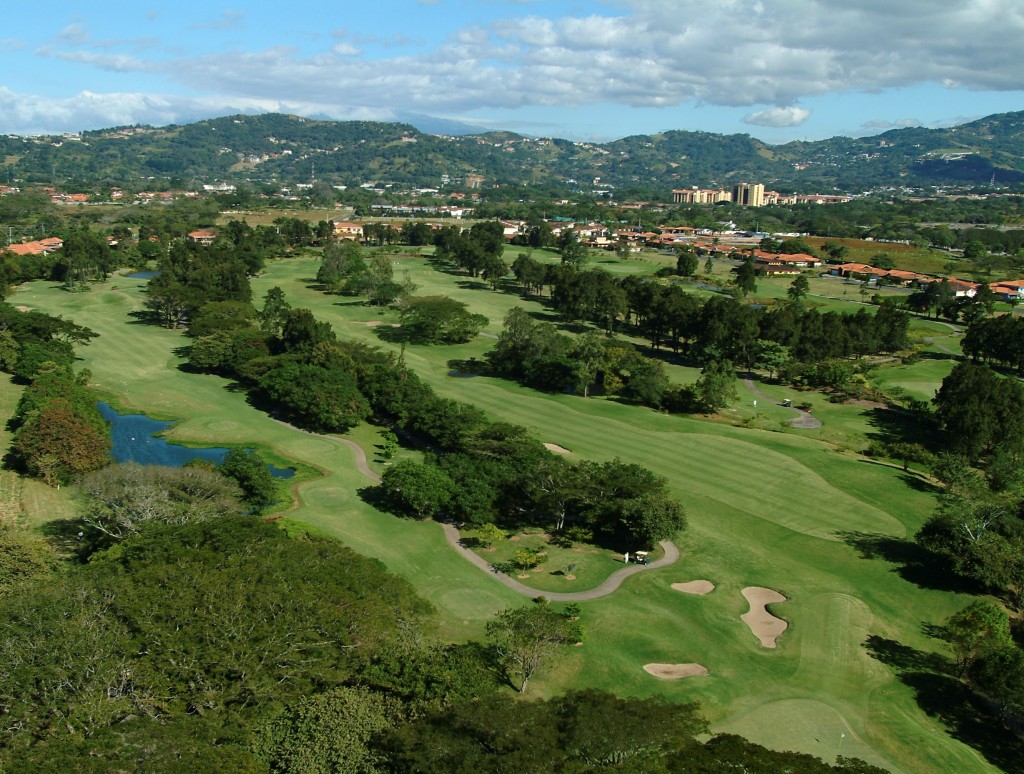 Aerial view of Valle del Sol, a luxury residential and golf community in Santa Ana, Costa Rica